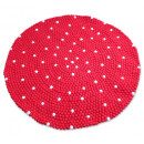 Bolletjes vloerkleed - gevilte wol rood wit