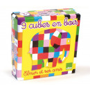 Elmer de Olifant speelgoed - houten blokpuzzel - 6 verschillende dieren